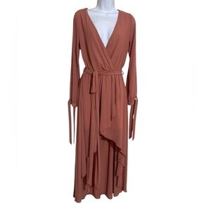 Miss Avenue Rust Wrap Dress women S fairy high-low festival casual cottage-core